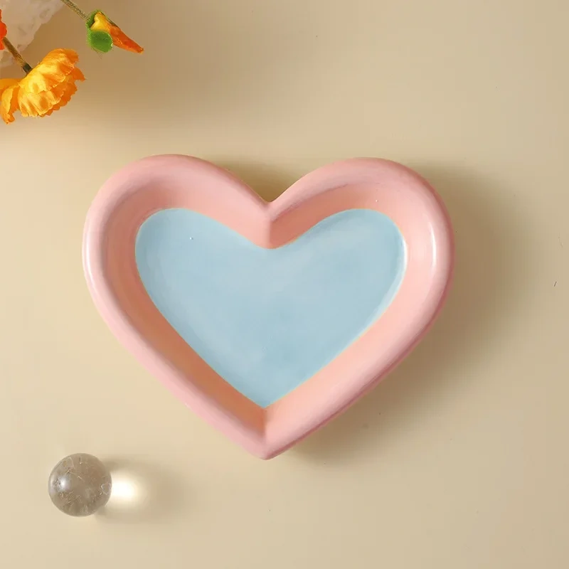 Love Cat Plate Dog Bowl Not Easily Knocked Over Hand Painted Cat Bowl Ceramic Cat Food Bowl Cat Rice Bowl Canned Snack Bowl