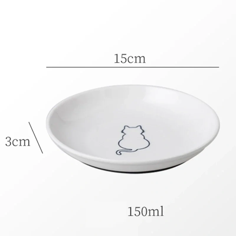 Ceramic Pet Kitten Food Bowl Canned Snacks Dinner Plate Small Anti-slip Cat Plate Household Accessories Creative Pet Food Bowl