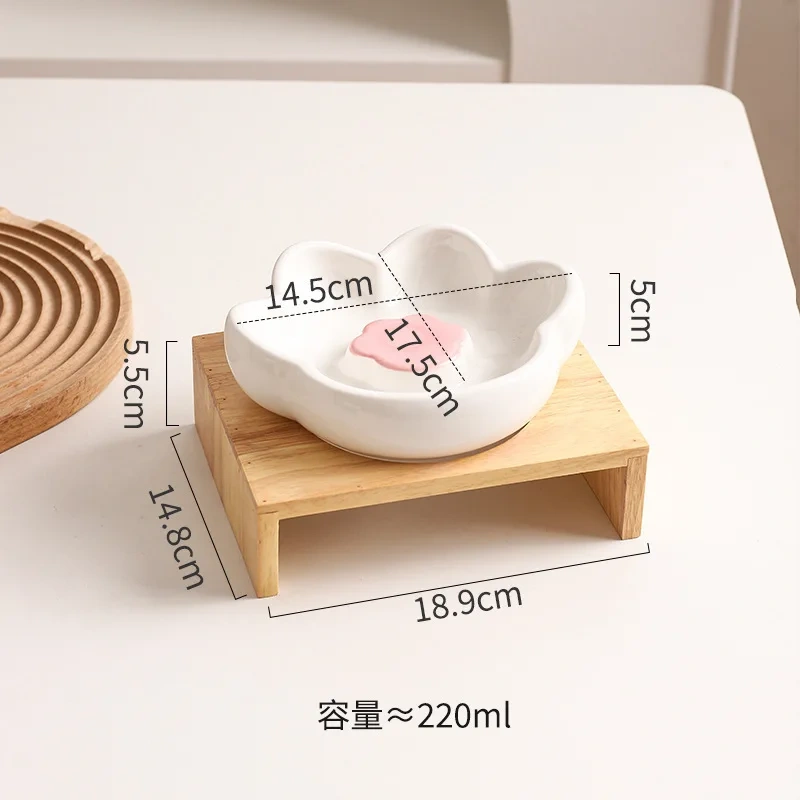Elevated Slow Feeder Cat Bowl, Raised Anti-Choke Food Dish for Neck Relief & Bloat Prevention, Non-Slip Base Dog Bowl Ceramic