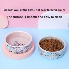 KM Ceramic Eco-Friendly Solid Pet Bowl Flat-Mouth Feeding Dish Neck Protection Slanted-Mouth Puppy Dog Bowl Indoor Use Cat