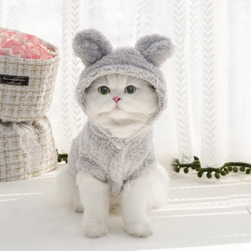 Pet Dog Soft Fleece Clothes Cute Hoodie Coat for Small Medium Dogs Cats Autumn Winter Puppy Hooded Jacket Sweater Pug Apparel