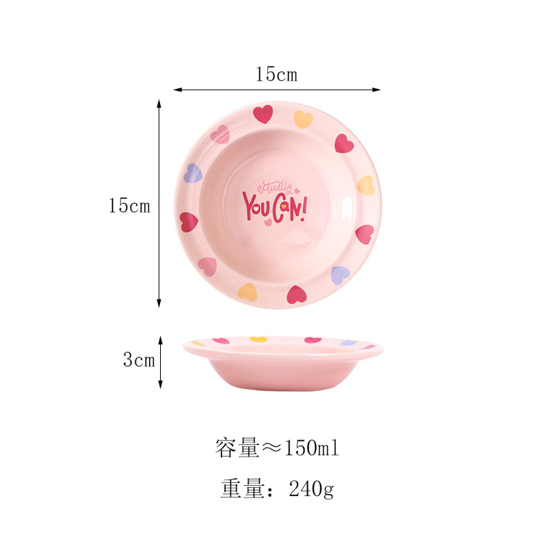 Cute Creative Cartoon Border Flying Saucer Ceramic Cat and Dog Bowl