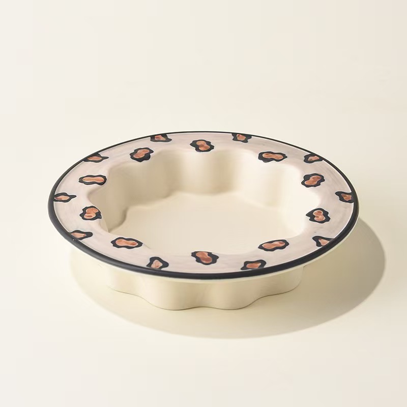 Solid Lace Design Ceramic Pet Cat & Dog Food & Water Bowl