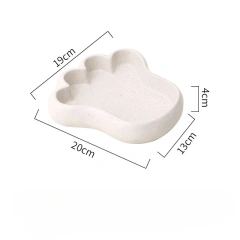 Creative Dot Glazed Pet Bowl Cute Cat Paw Ceramic Bowl Dog Food Feeder