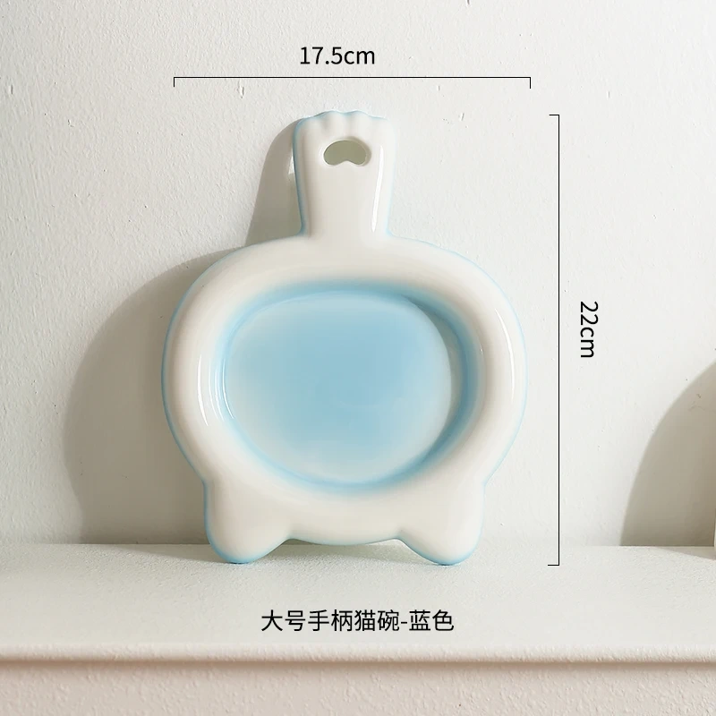Creative Ceramic Drinking Water Food Bowls, Anti Overturning Neck Protection, Cute Tablet handle Cat Bowl, Pets Supplies, 1Pc