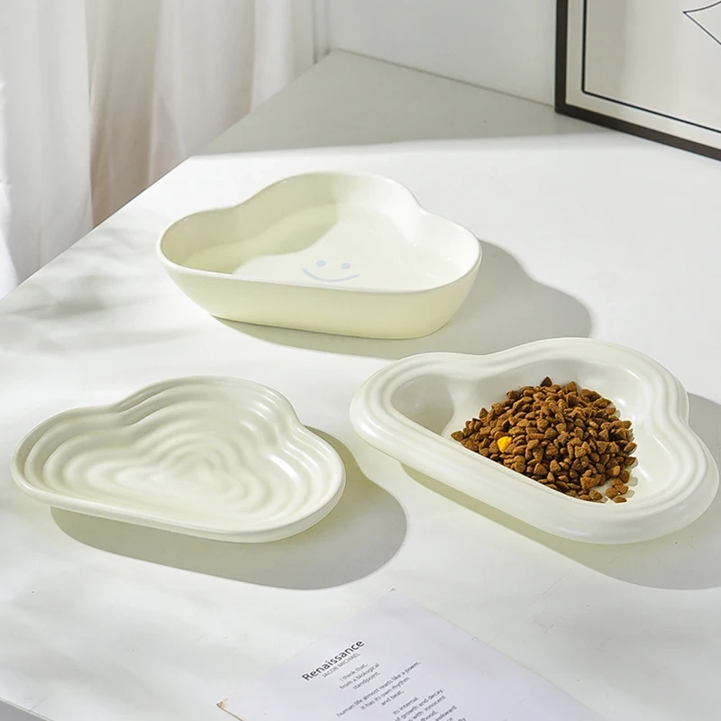 2025 INS Wholesale Ceramic Cat and Dog Water Bowl Wide-Mouth Anti-Tipping Food Plate Solid Pattern