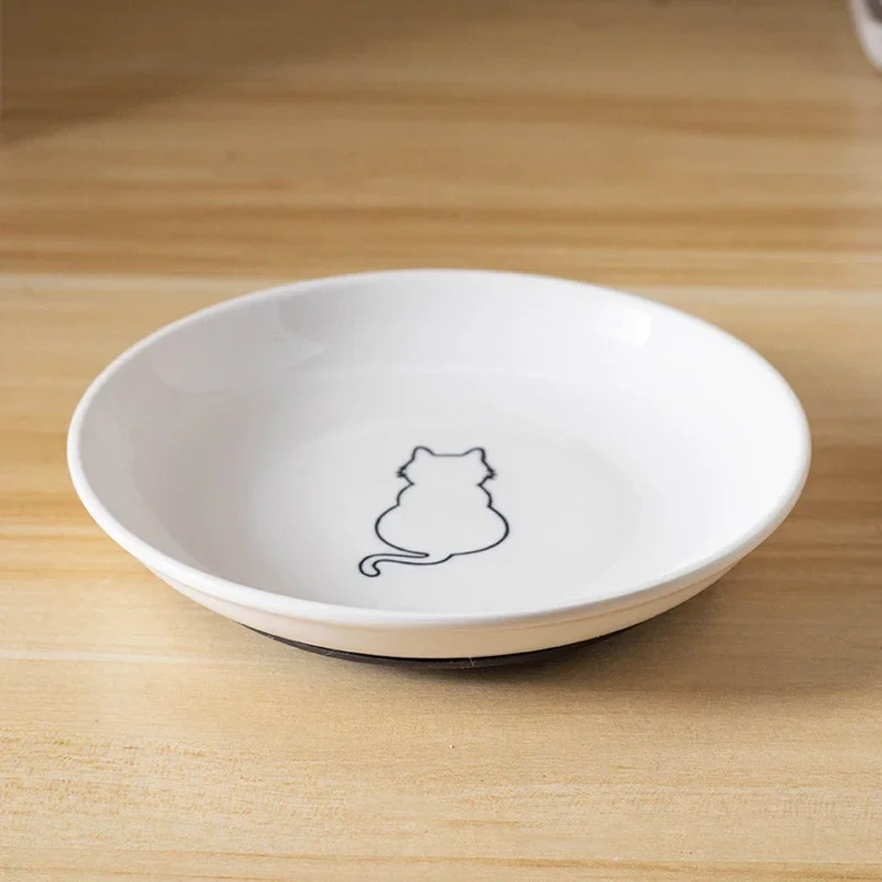 Ceramic Pet Kitten Food Bowl Canned Snacks Dinner Plate Small Anti-slip Cat Plate Household Accessories Creative Pet Food Bowl
