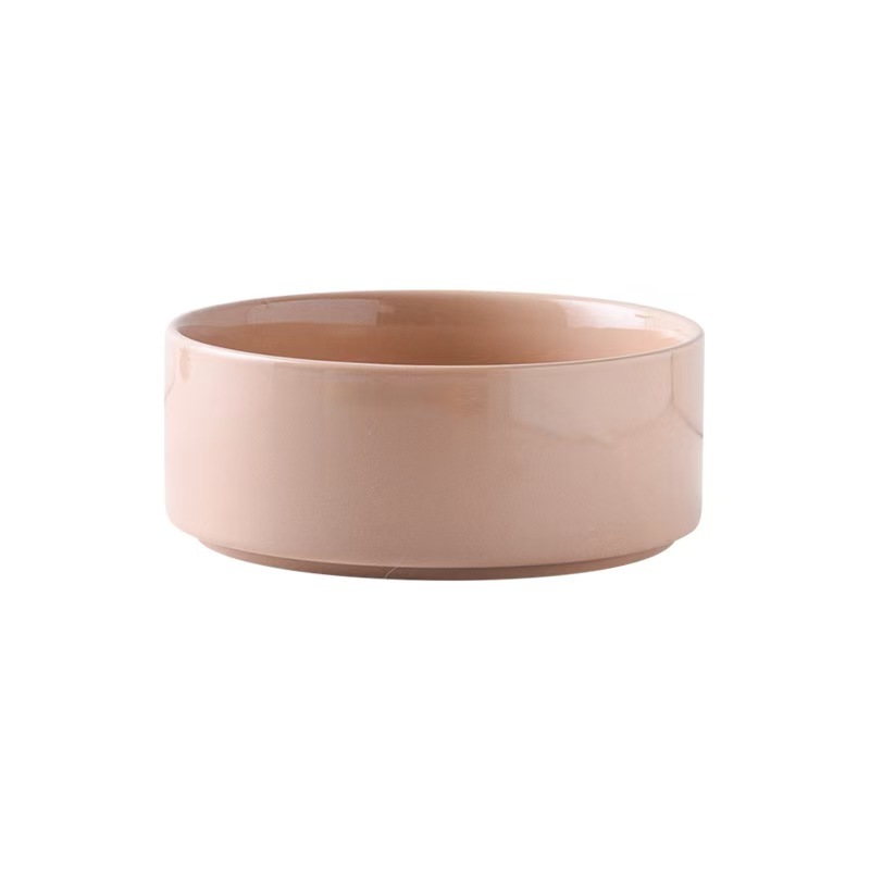 Pet Cat Dog Ceramic Food Bowl With Raised Wooden Frame Multiple Colors Pet Feeder Ceramic Bowl