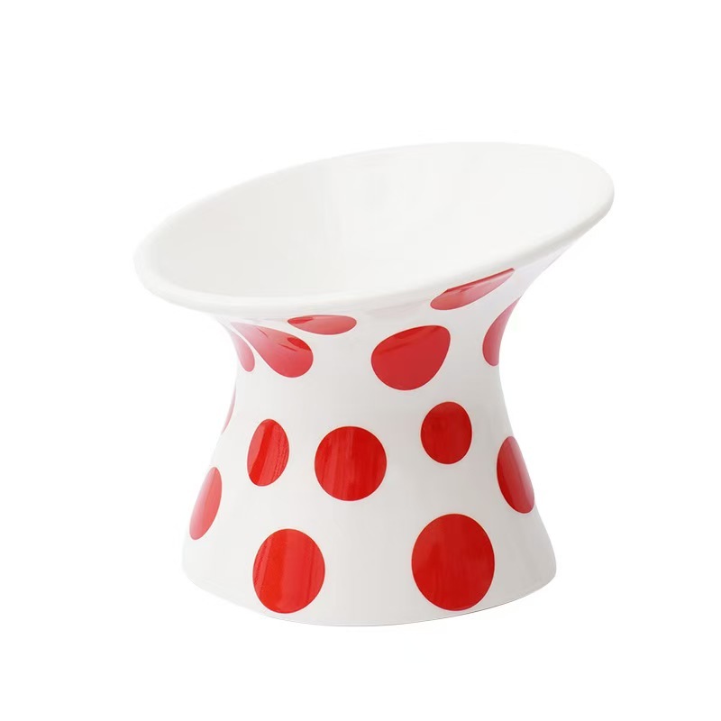 Ceramic Elevated Cat Bowl Raised Pet Bowl for Water and Food