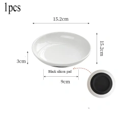 Ceramic Pet Bowl with Silicone Pad for Home Use Fish Bones Cat Claws Food Basin Non Slip Cat Dish Cat Food Tray Pet Feeder