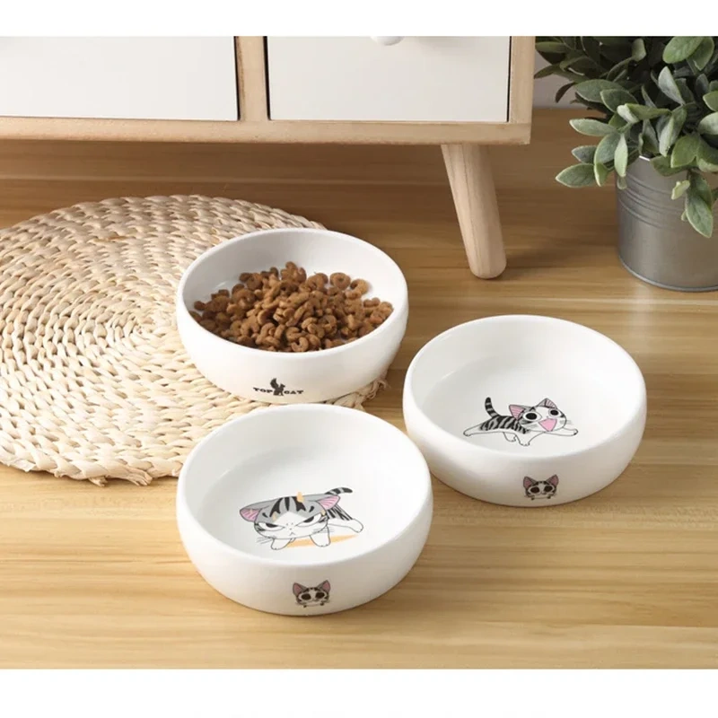 Pet Ceramic Bowl Cartoon Pattern Cat Face Bowl Cat Pot Small Dog Cat Water Bowl Pet Supplies