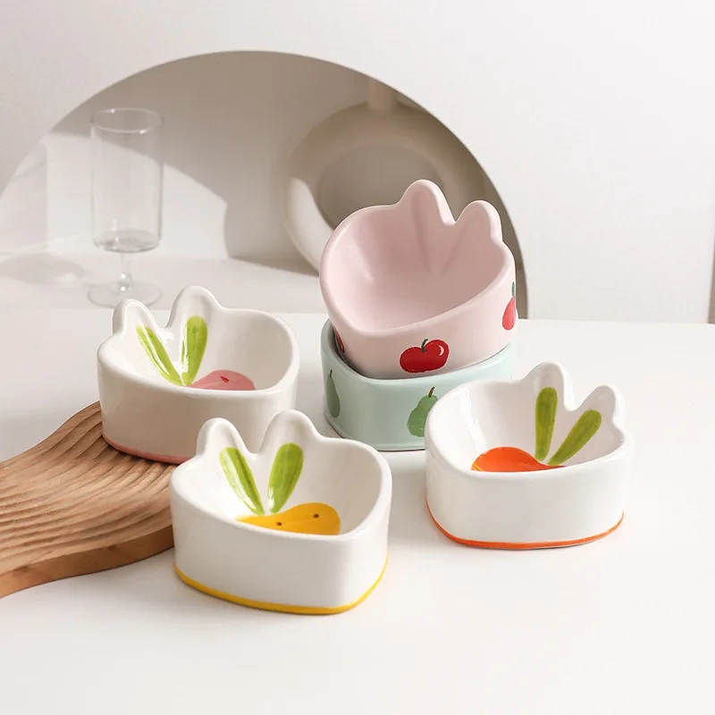 Ceramic Pet Bowl, Elevated Cat Food Dish with Non-Slip Base for Neck Relief, Anti-Spill Water Bowl for Cats and Small Dogs