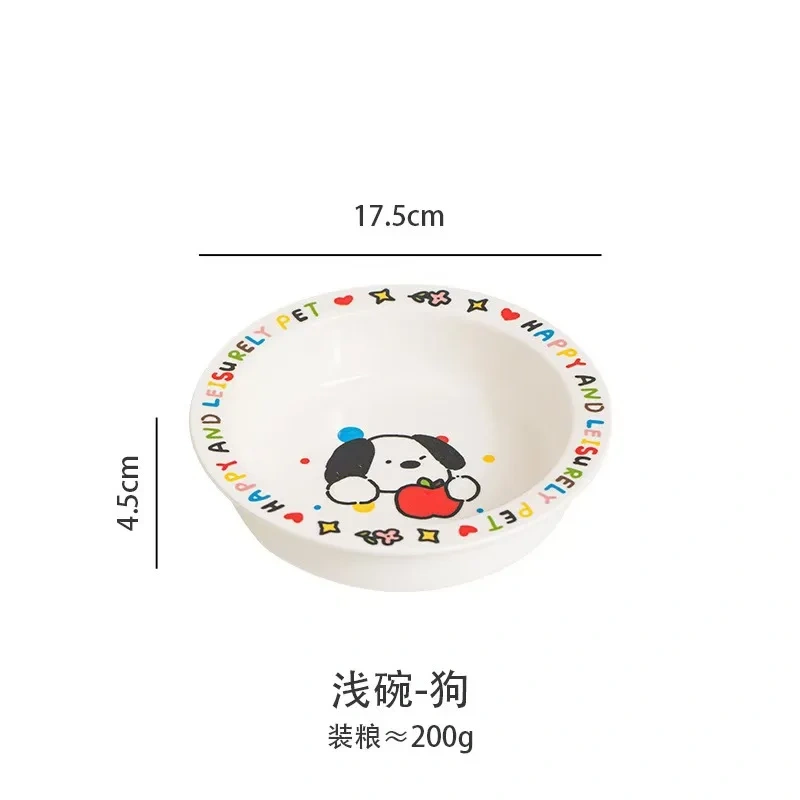 Anti-Tip Design Ceramic Cat Bowl High Temperature Resistance Cervical Protection Cat Food Bowl Cartoon Pet Food Bowl Pet Care