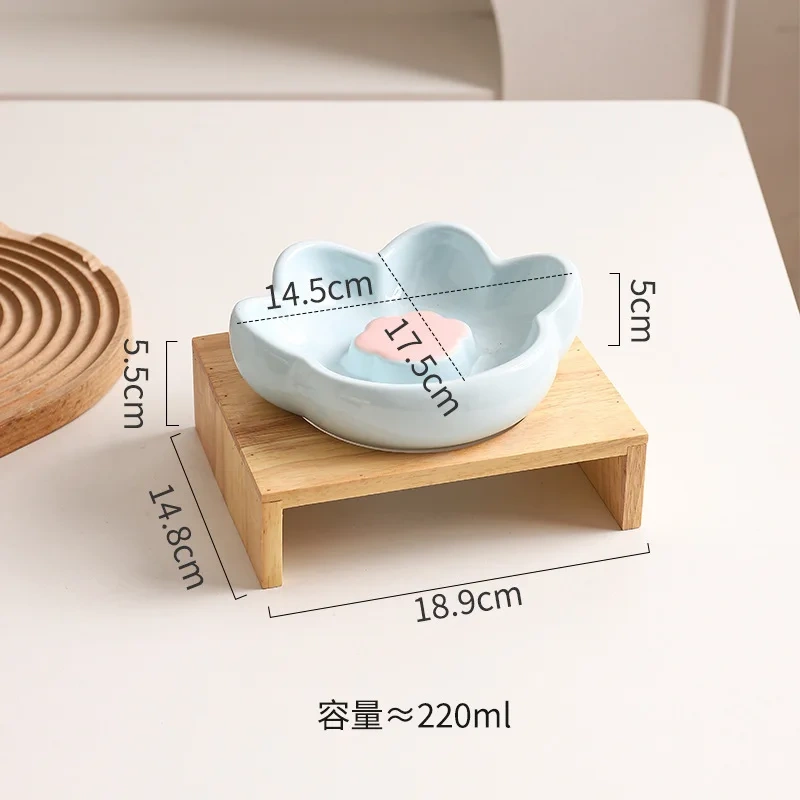 Elevated Slow Feeder Cat Bowl, Raised Anti-Choke Food Dish for Neck Relief & Bloat Prevention, Non-Slip Base Dog Bowl Ceramic