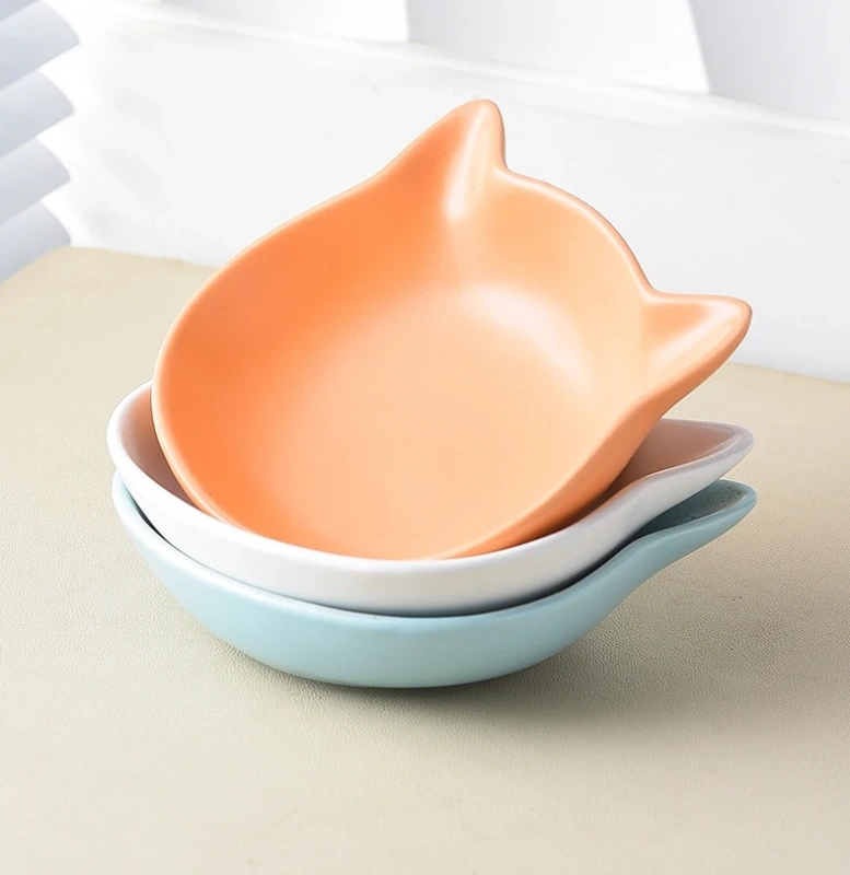 Personalized Cat Face Shape Custom Ceramic Cute Pet Feeder
