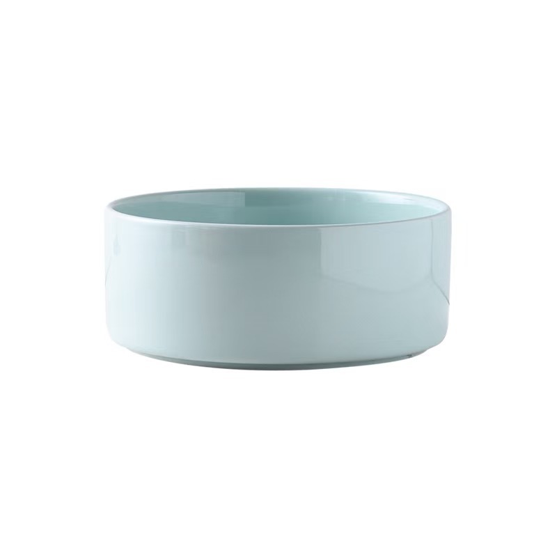 Pet Cat Dog Ceramic Food Bowl With Raised Wooden Frame Multiple Colors Pet Feeder Ceramic Bowl