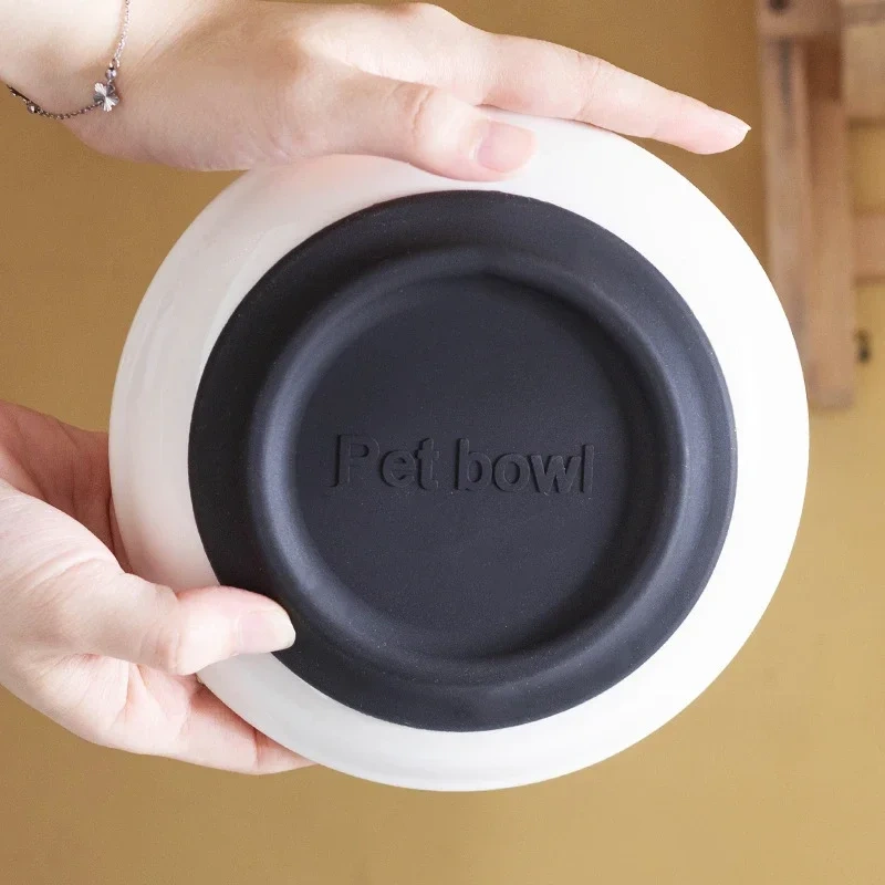 Ceramic Pet Kitten Food Bowl Canned Snacks Dinner Plate Small Anti-slip Cat Plate Household Accessories Creative Pet Food Bowl
