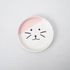 Cat Bowl Ceramic High-Foot Neck Guard Food Bowl Shallow Mouth Large Caliber Pet Food Bowl