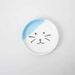 Cat Bowl Ceramic High-Foot Neck Guard Food Bowl Shallow Mouth Large Caliber Pet Food Bowl