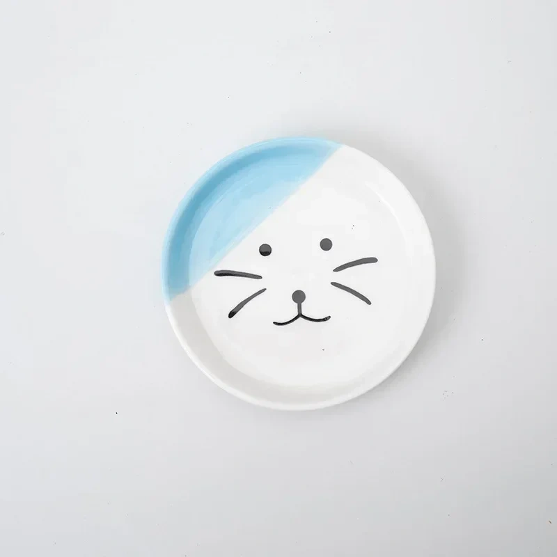 Cat Bowl Ceramic High-Foot Neck Guard Food Bowl Shallow Mouth Large Caliber Pet Food Bowl