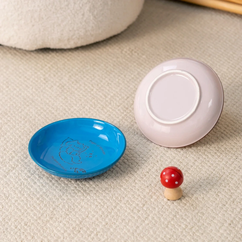 Creative Eco-Friendly Ceramic Pet Bowl with Bowl Rack and Can Plate for Cats Dogs Anti-Tip Lightweight Non-Slip Drinking Bowl