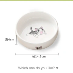 Pet Ceramic Bowl Cartoon Pattern Cat Face Bowl Cat Pot Small Dog Cat Water Bowl Pet Supplies