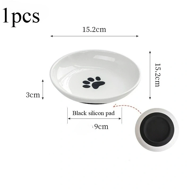 Ceramic Pet Bowl with Silicone Pad for Home Use Fish Bones Cat Claws Food Basin Non Slip Cat Dish Cat Food Tray Pet Feeder