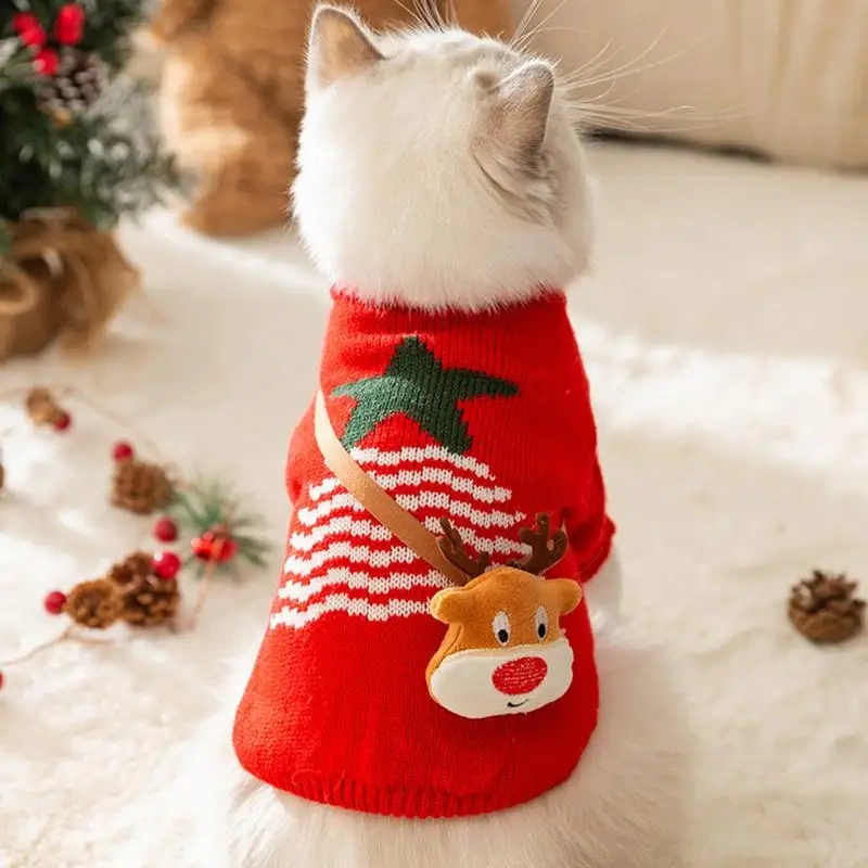 Christmas Style Puppy Dog Sweaters For Small Medium Dogs Cats Clothes Winter Warm Pet Turtleneck Chihuahua Vest Soft Yorkie
