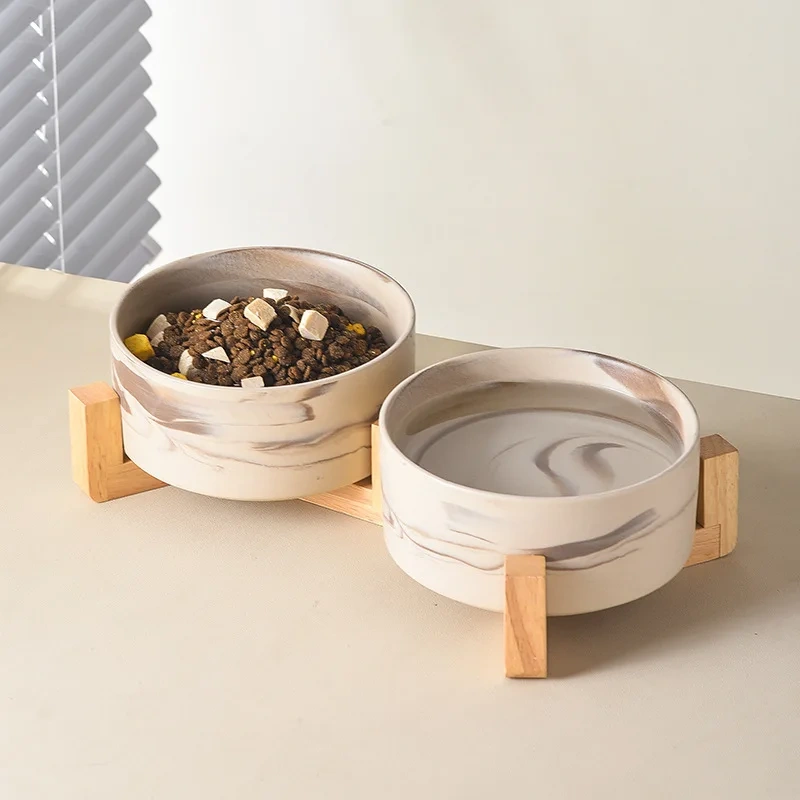 New Arrival Custom Logo Pet Bowl Raised Ceramic Cat Dog Bowl for Feeding Food Water