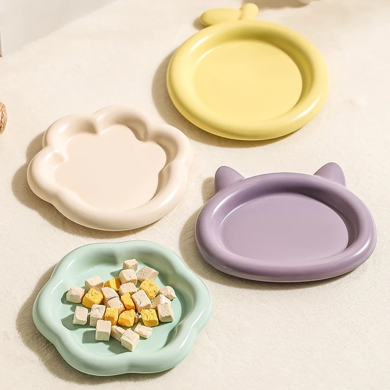 Factory Custom Wholesale Popular Cute Ceramic Pet Puppy Plate Bowl Cat Dog Food Feeding Bowl Kitten Cat Food Ceramic Bowl Plate