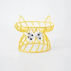 Cat Bowl Ceramic High-Foot Neck Guard Food Bowl Shallow Mouth Large Caliber Pet Food Bowl