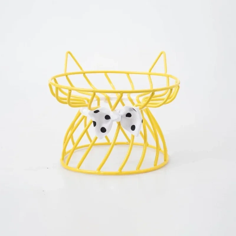 Cat Bowl Ceramic High-Foot Neck Guard Food Bowl Shallow Mouth Large Caliber Pet Food Bowl