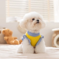 Red Diamond Check Dog Sweater for Small Breeds Winter Pineapple Knit Top in Contrasting Colours Warm Pullover Pet Sweater
