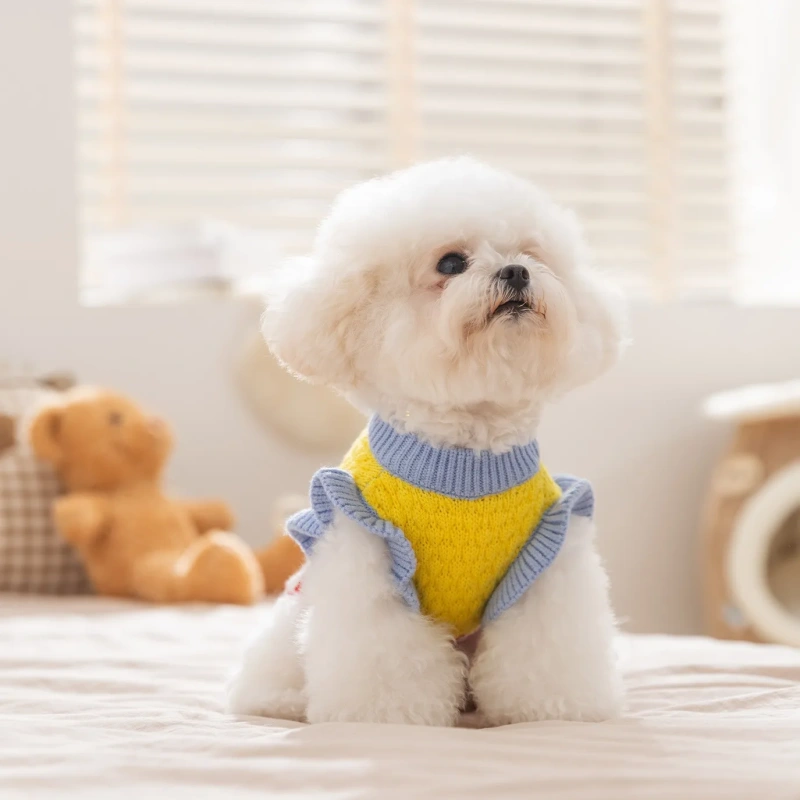 Red Diamond Check Dog Sweater for Small Breeds Winter Pineapple Knit Top in Contrasting Colours Warm Pullover Pet Sweater