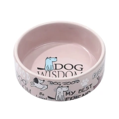 KM Ceramic Eco-Friendly Solid Pet Bowl Flat-Mouth Feeding Dish Neck Protection Slanted-Mouth Puppy Dog Bowl Indoor Use Cat