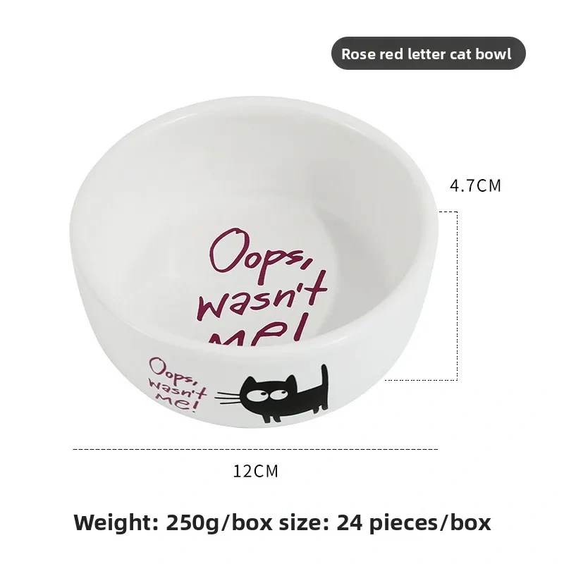 KM Ceramic Eco-Friendly Solid Pet Bowl Flat-Mouth Feeding Dish Neck Protection Slanted-Mouth Puppy Dog Bowl Indoor Use Cat