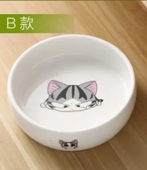 Pet Ceramic Bowl Cartoon Pattern Cat Face Bowl Cat Pot Small Dog Cat Water Bowl Pet Supplies