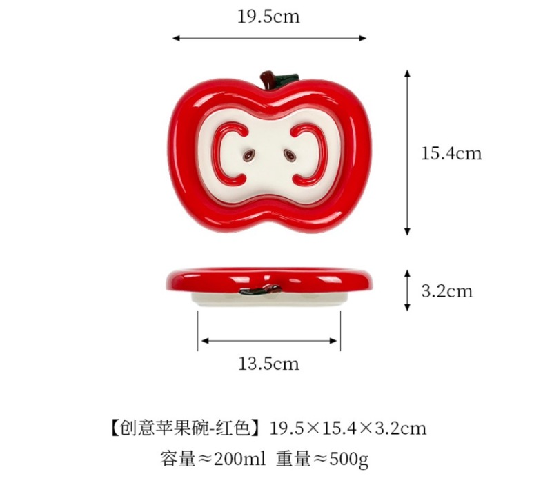 Apple-shaped ceramic pet slow food bowl