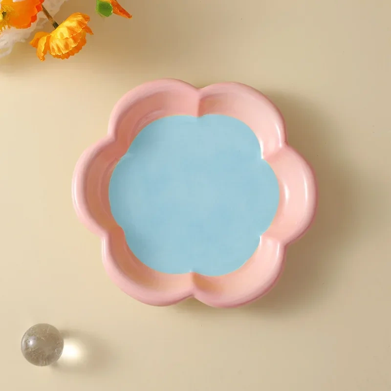 Love Cat Plate Dog Bowl Not Easily Knocked Over Hand Painted Cat Bowl Ceramic Cat Food Bowl Cat Rice Bowl Canned Snack Bowl