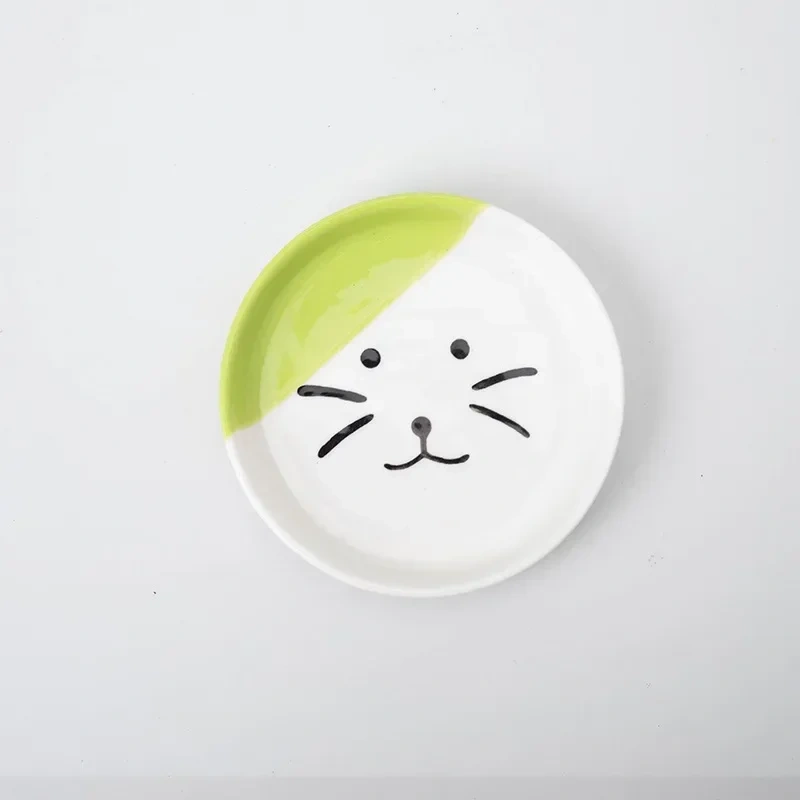 Cat Bowl Ceramic High-Foot Neck Guard Food Bowl Shallow Mouth Large Caliber Pet Food Bowl