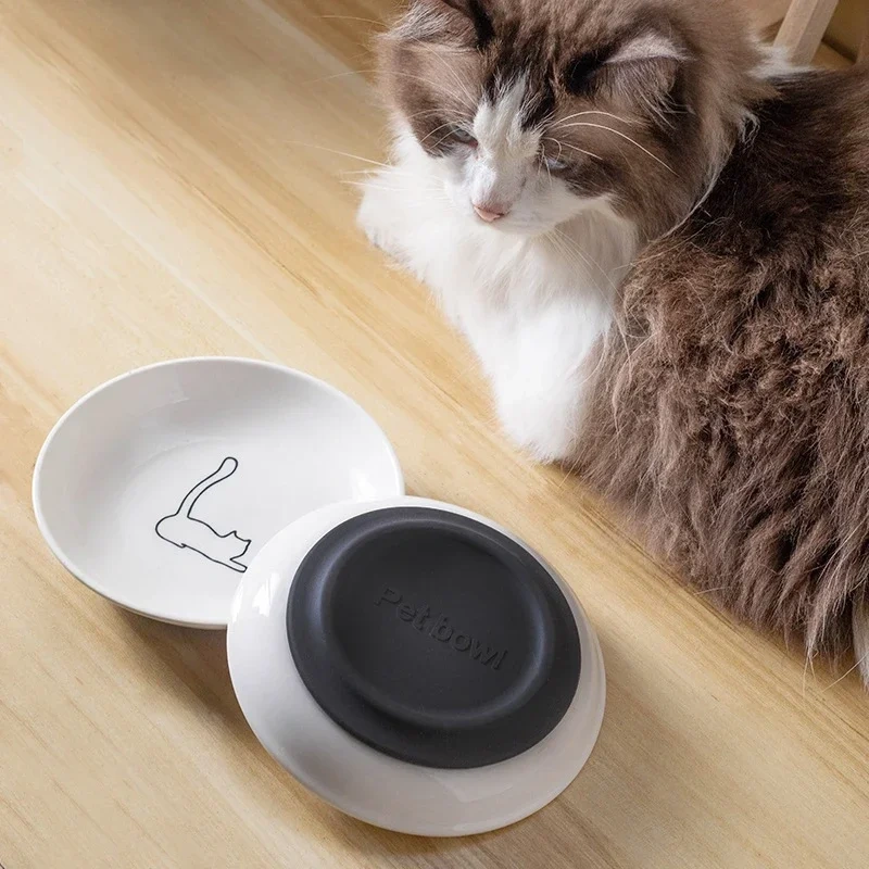 Ceramic Pet Kitten Food Bowl Canned Snacks Dinner Plate Small Anti-slip Cat Plate Household Accessories Creative Pet Food Bowl