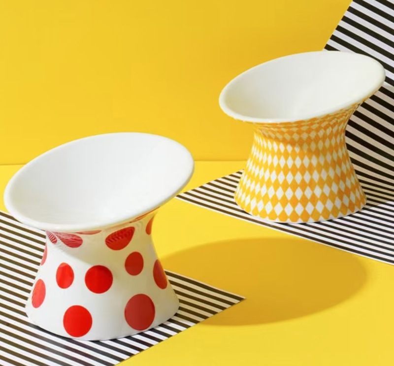 Ceramic Elevated Cat Bowl Raised Pet Bowl for Water and Food