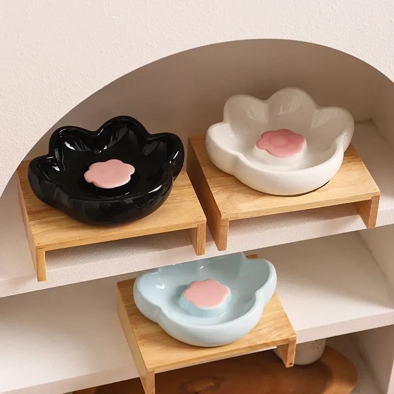 Elevated Slow Feeder Cat Bowl, Raised Anti-Choke Food Dish for Neck Relief & Bloat Prevention, Non-Slip Base Dog Bowl Ceramic