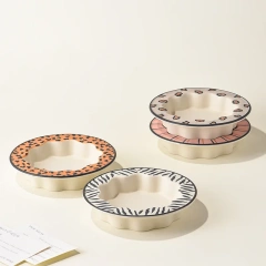 Wholesale Solid Lace Design Ceramic Pet Cat & Dog Food & Water Bowl Anti-Tipping Wide Mouth Neck Waterproof