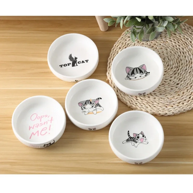 Pet Ceramic Bowl Cartoon Pattern Cat Face Bowl Cat Pot Small Dog Cat Water Bowl Pet Supplies