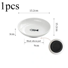 Ceramic Pet Bowl with Silicone Pad for Home Use Fish Bones Cat Claws Food Basin Non Slip Cat Dish Cat Food Tray Pet Feeder