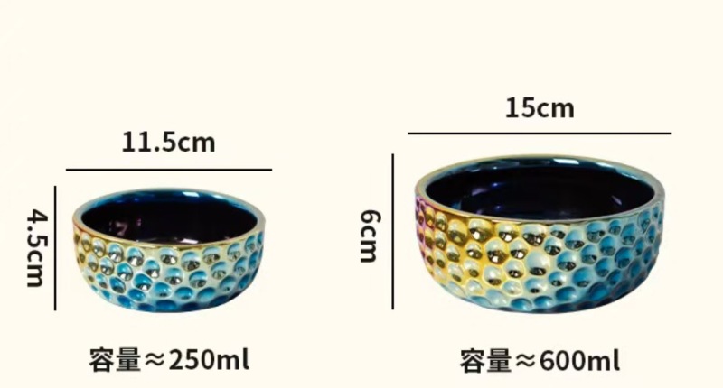 Colorful Electroplated Ceramic Pet Bowl