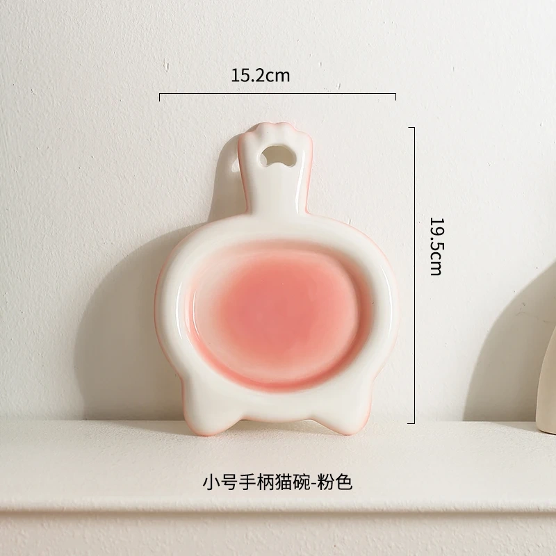 Creative Ceramic Drinking Water Food Bowls, Anti Overturning Neck Protection, Cute Tablet handle Cat Bowl, Pets Supplies, 1Pc