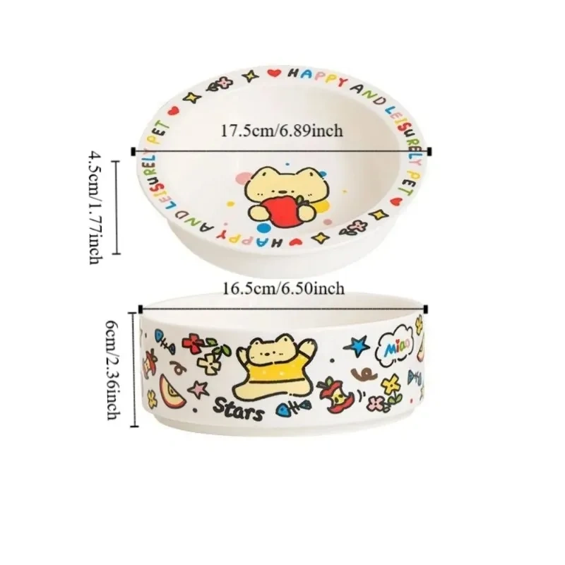 Anti-Tip Design Ceramic Cat Bowl High Temperature Resistance Cervical Protection Cat Food Bowl Cartoon Pet Food Bowl Pet Care