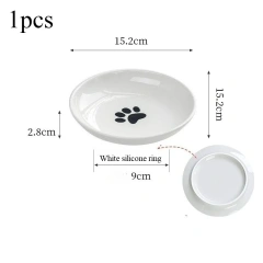 Ceramic Pet Bowl with Silicone Pad for Home Use Fish Bones Cat Claws Food Basin Non Slip Cat Dish Cat Food Tray Pet Feeder